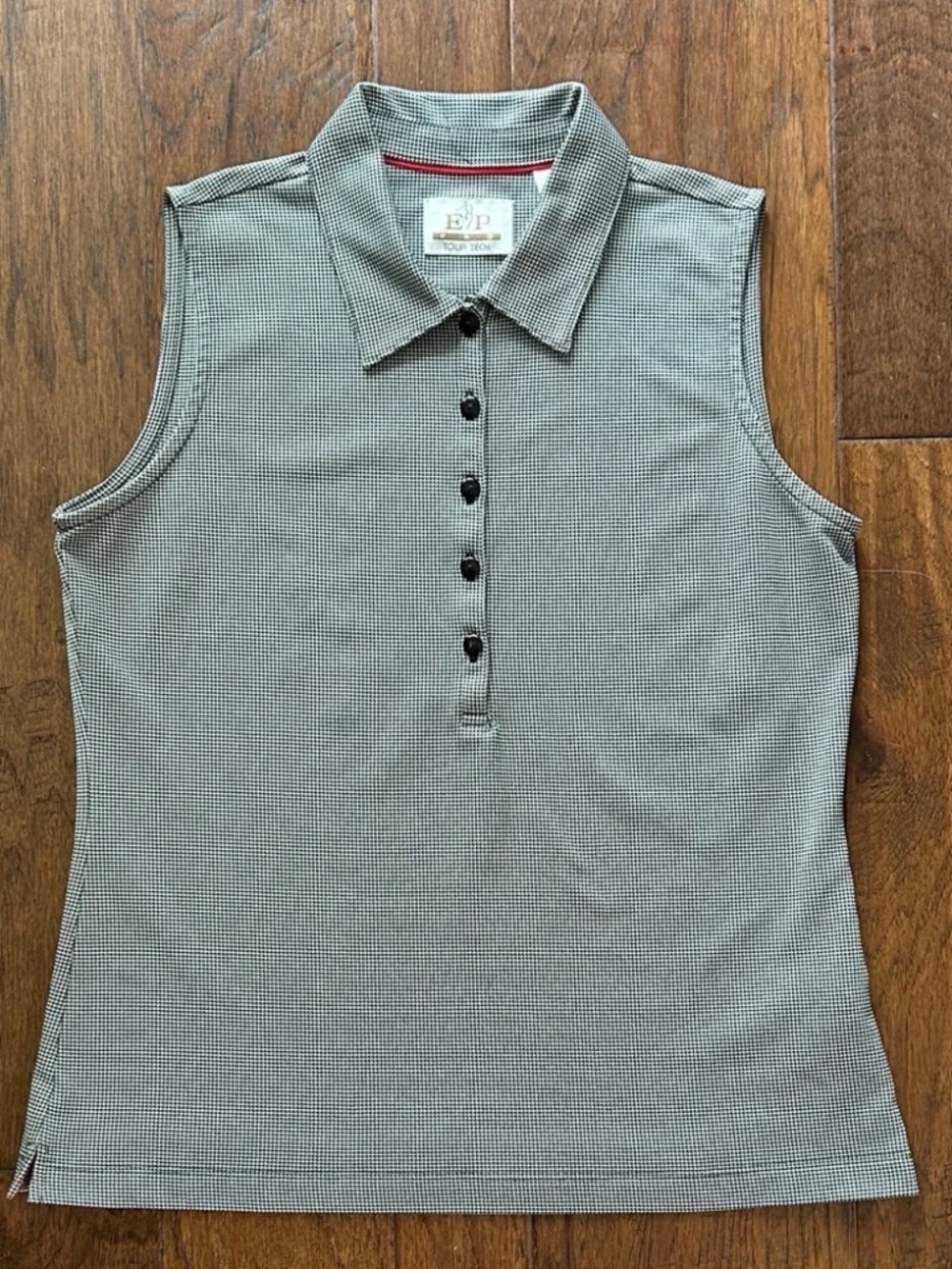 EP PRO Tour Tech sleeveless polo top Black White Gingham